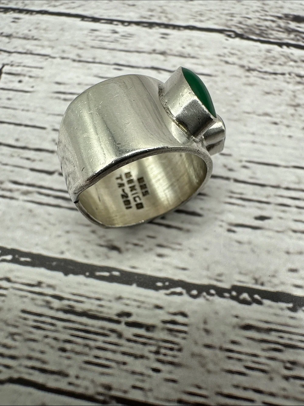 Taxco Silver Band Ring with Red, Blue and Green Accents